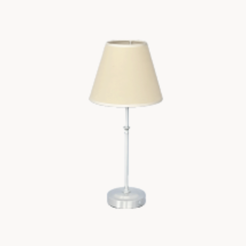 Satin nickel table lamp.
