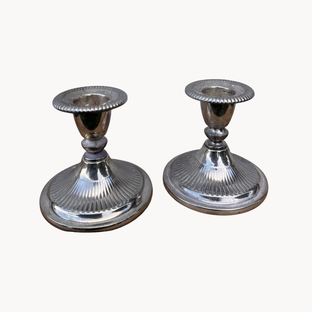 Pair of silver plated candlesticks