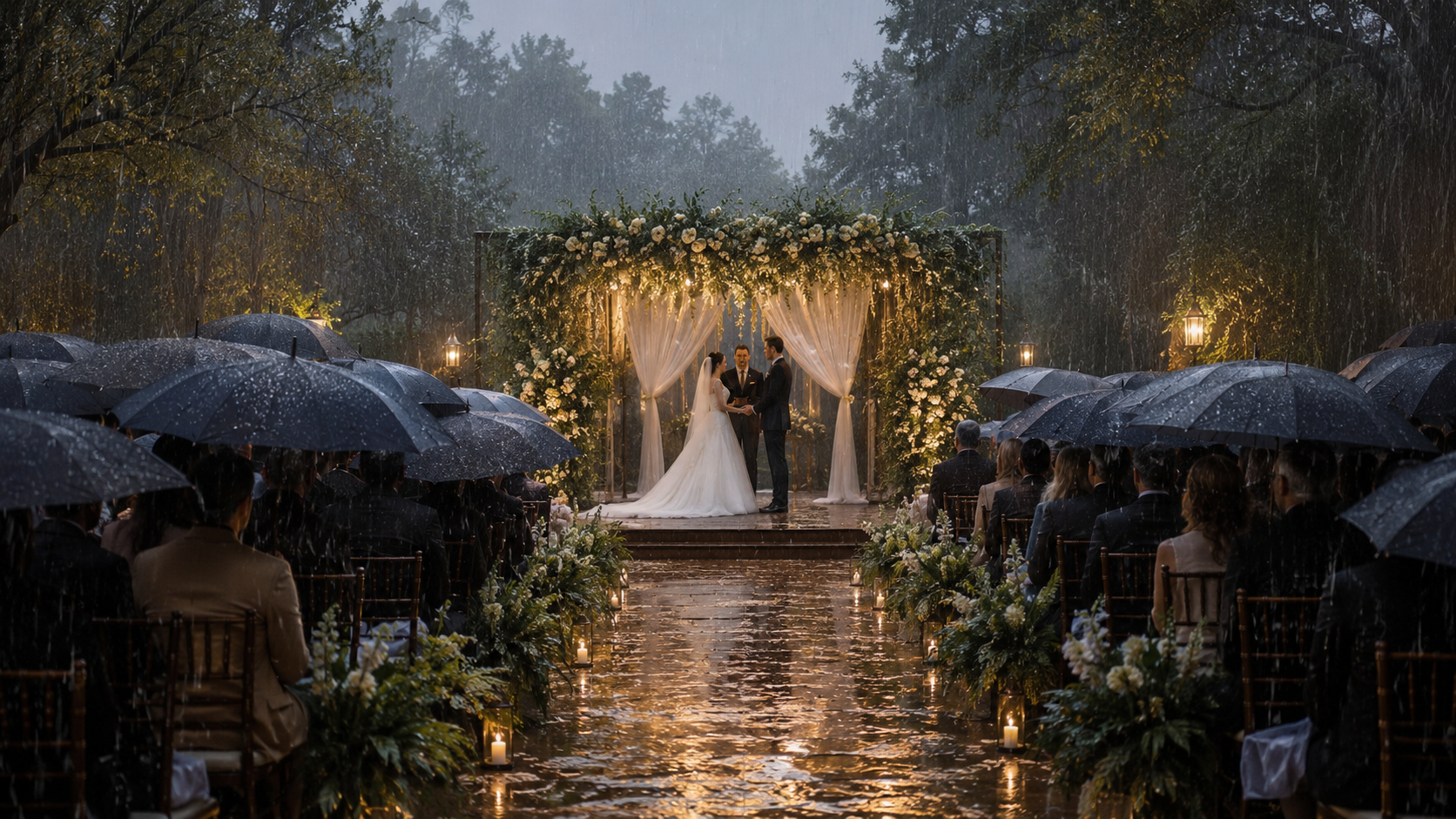 Rainy outdoor wedding