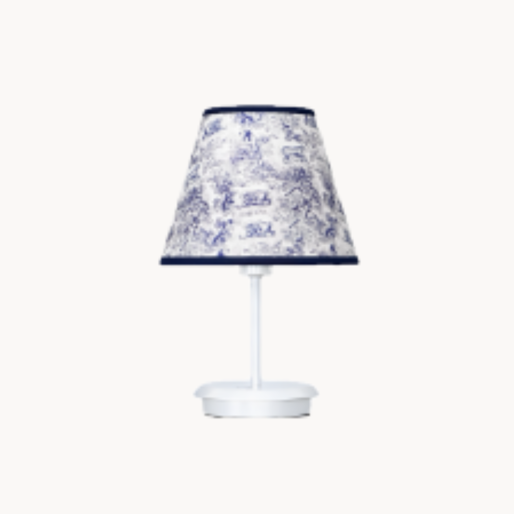 Blue and white Toile lamp.