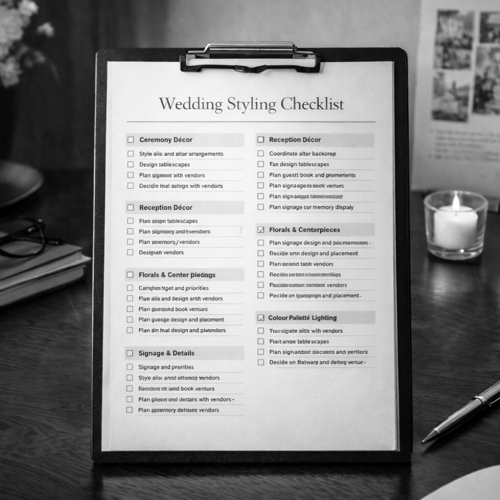 Black and white wedding checklist