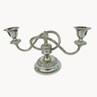 Silver-plated two-light candelabra.